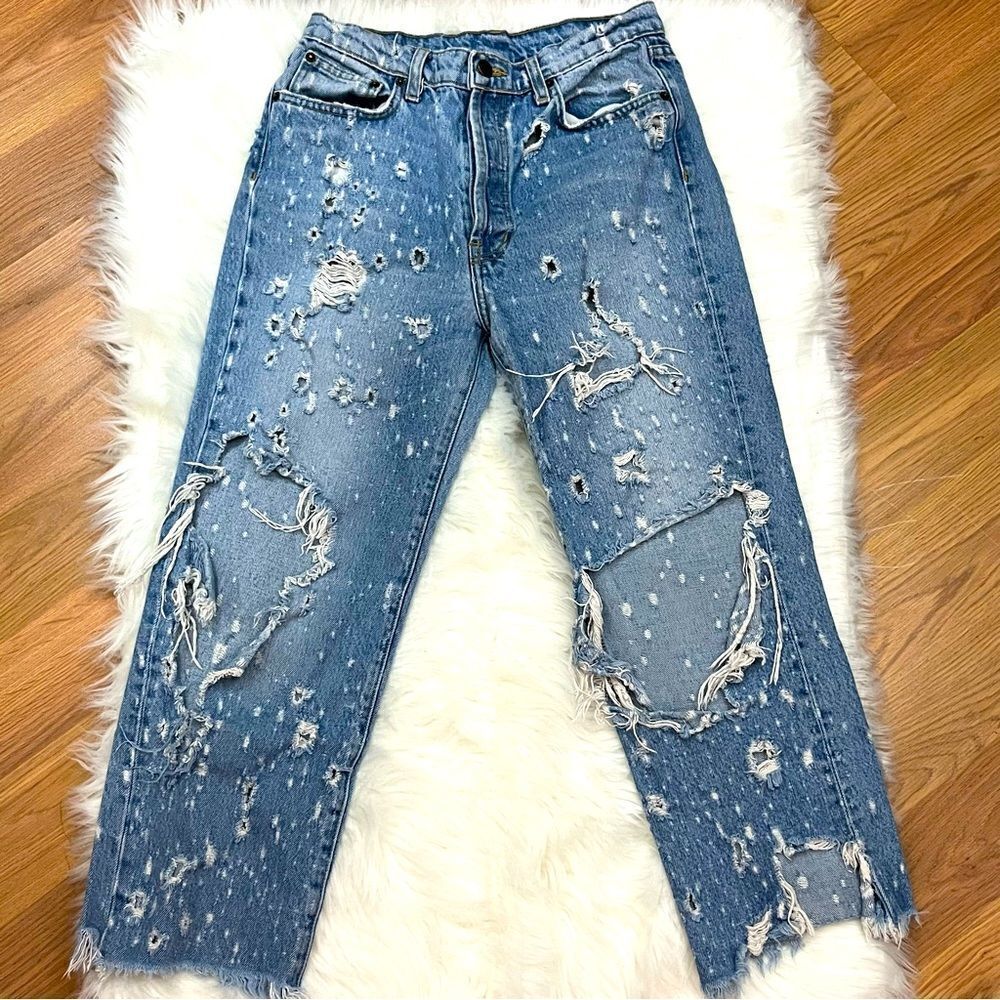 Carmar Destroyed Relaxed Straight Crop Jeans Light Wash 26